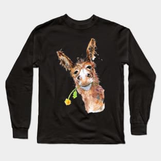 Cute Donkey with Flower Long Sleeve T-Shirt